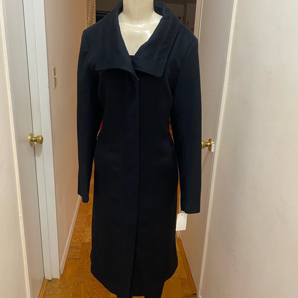 NWT Cole Hann Women’s Signature Slick Belted Long Wool Blend Coat Size 12. - Picture 6 of 13
